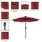 Villacera 9-Foot  LED Outdoor Patio Umbrella with Solar Lights with Base, Red 83-OUT5423B - alternate 4